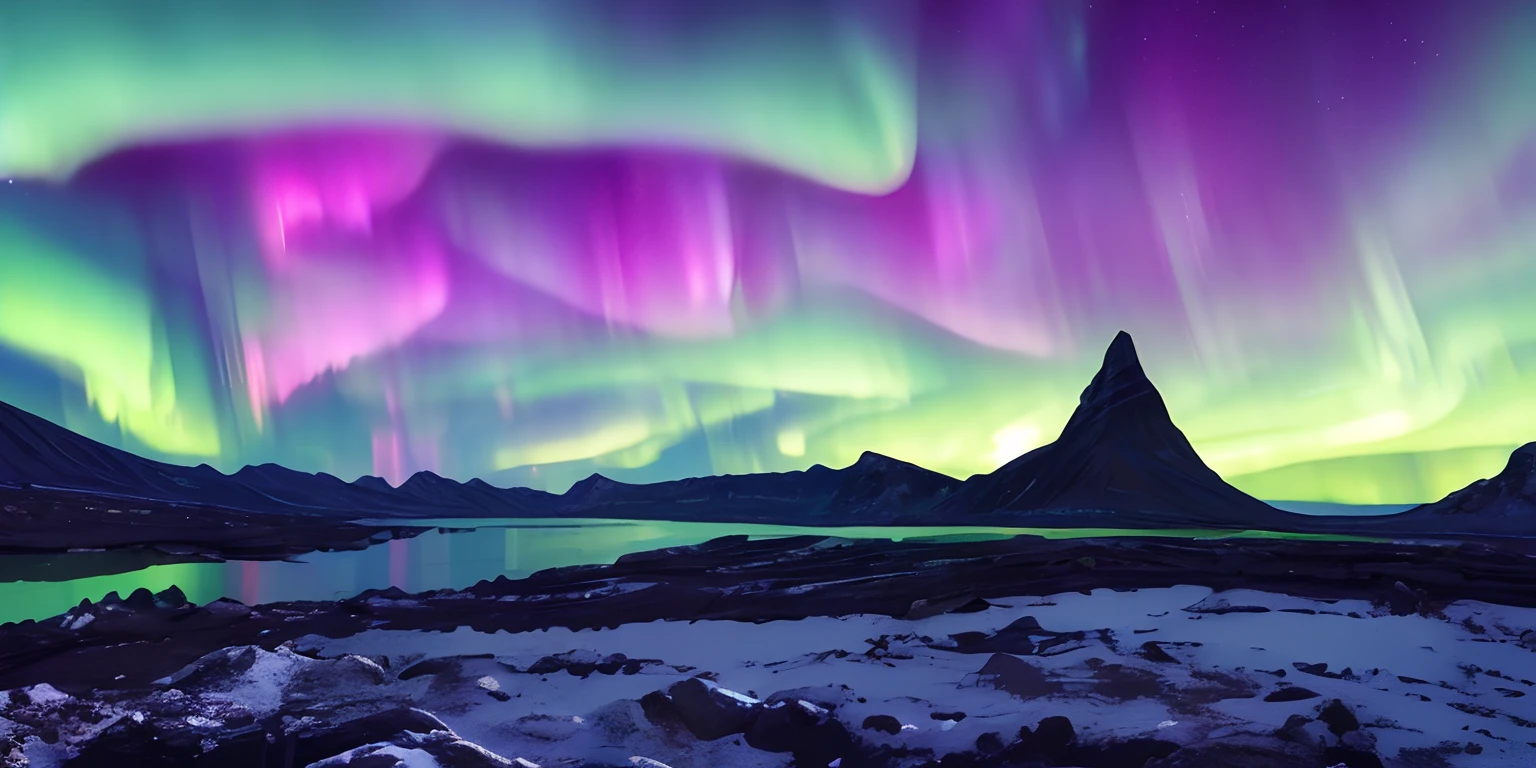 landscape, ultra HD, (background asgard), details, lighting, 8k, (aurora borealis in the sky), constellation, (background asgard)