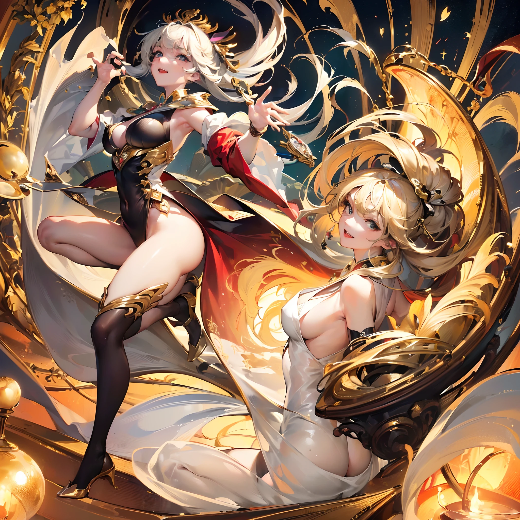 ((Finest quality)),(超A high resolution),(ultra-detailliert),(Meticulous portrayal),((best pictures)),(Finest works of art),Ultra-Precision Art,The art of astounding depiction, (1人の女性:1.5),a smile,Wearing the wind:1.5,She jumps in here:1.5