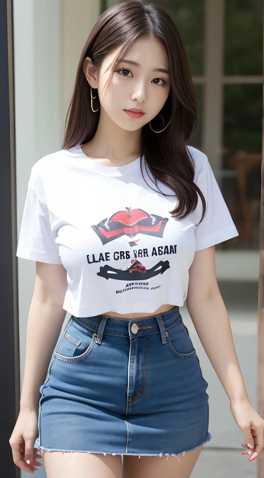 tshirts、a miniskirt、large full breasts:1.5