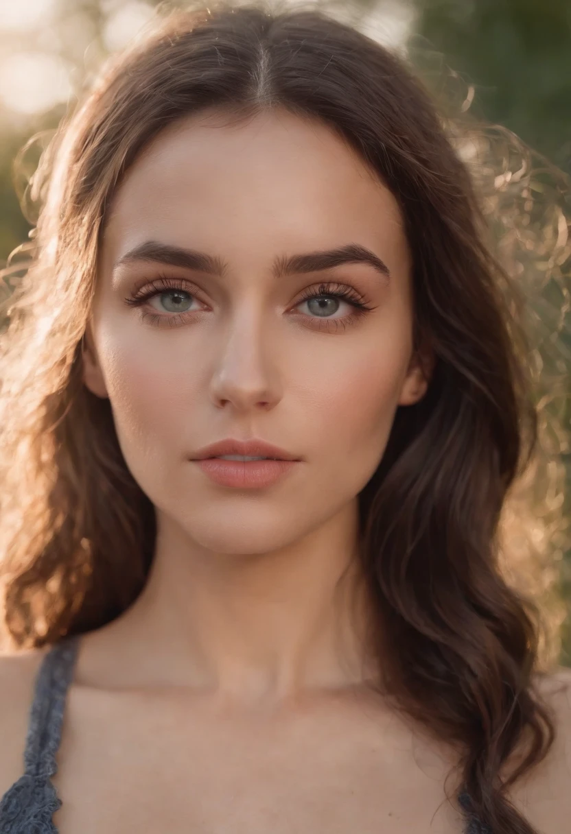 Photo d'une belle fille de 25 ans, brune, latine, beaux yeux, sexy, Gros plan, jeune, DSLR, 8k, 4K, ultrarealistic, Realstic, peau naturelle, textured skin, angle dynamique, gros seins, soleil, ciel bleu, nature, bikini, haut du corps