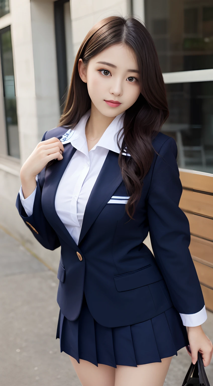 School Uniform Blazer、a sailor suit、large full breasts:1.5、The shirt inside is sheer、