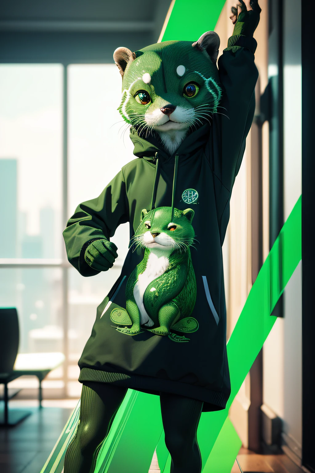 Glitch green otter