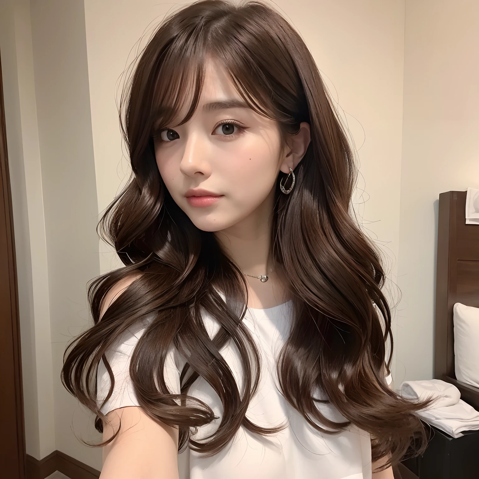 (Top Quality, 8k, Masterpiece: 1.3)), 1 girl, betuy, long wavy dark brown hair,