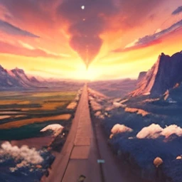 ultra realist, medieval fantasy, Masterpiece, paysage, immense, prairies, verdoyant, Large city by the sea, Forests and mountains in the background