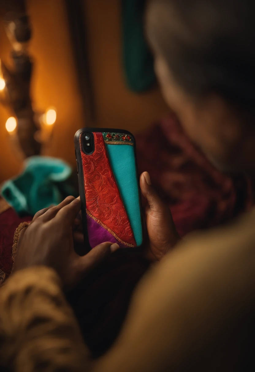 a person using an iphone made from donkey hide
