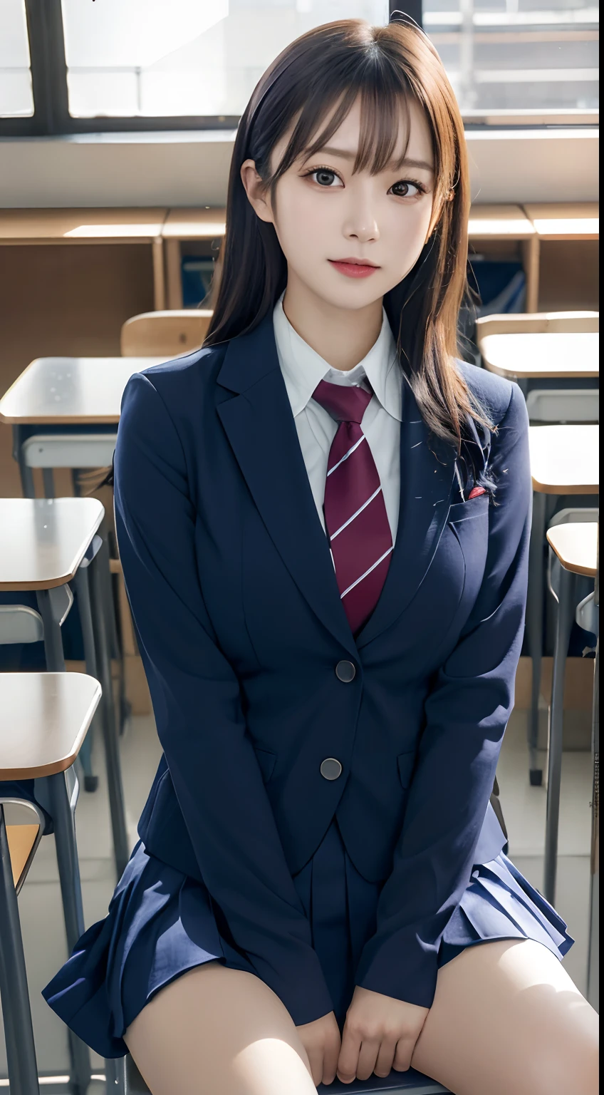 masutepiece, Best Quality, japanaese girl, 8K, Raw photo, top-notch quality, masutepiece, nffsw:1.2, exceptionally detailed RAW color photo, professional-grade photograph, (Realistic, Photorealistic:1.37), (highly detailedskin:1.2), Ultra-high resolution, (lenz 50mm), (masutepiece, top-quality:1.3), (Ultra detailed 8K cg:1.2), (hyper realisitic:1.35), (Photorealistic:1.45), (Realistic:1.4), Cowboy Shot,
1 beautiful Japanese girl, 22 years old, super model, Japanese Idol, __expression__, Large breasts, (sitting on the desk:1.1), (School uniform:1.4), (Spread legs:1.2),
(School classroom background:1.1)、Korean Idol、Nogizaka Idol、hposing Gravure Idol、Adults、女優