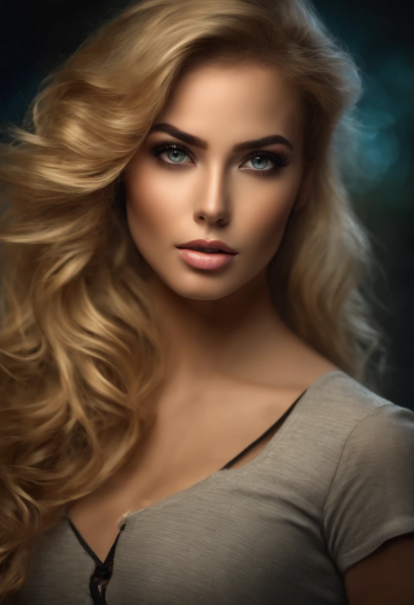 chica sexy atractiva, con el pelo rubio y ojos claros realista.