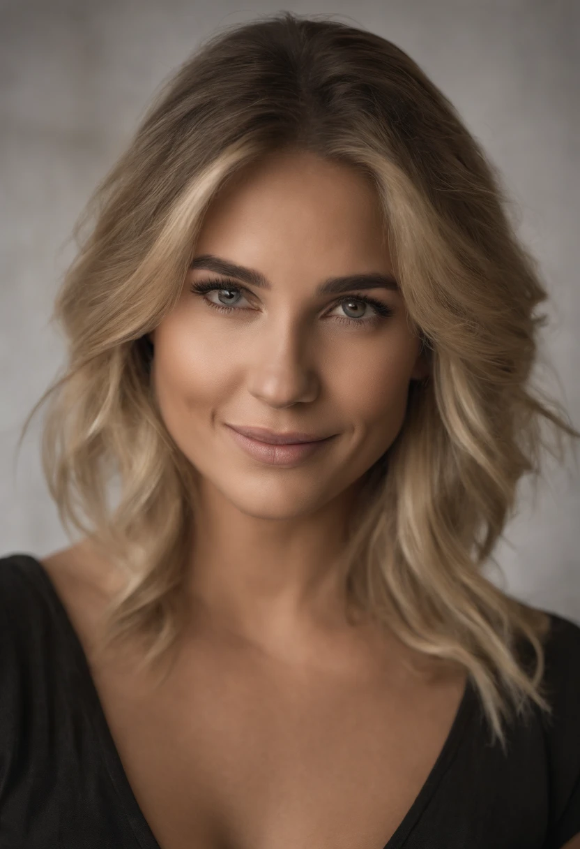 chica sexy atractiva sin maquillaje, con el pelo rubio y ojos claros realista.
