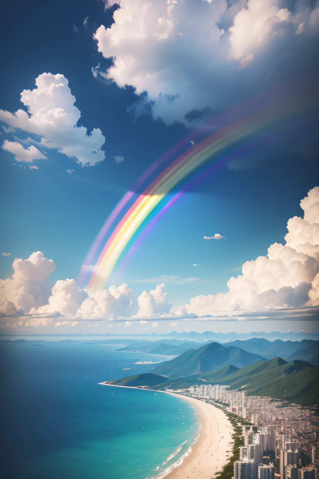 rainbow in the sky,4K Ultra HD, 超高分辨率, (Photorealistic: 1.4), Best quality,Masterpiece,Utra dilution,(pastel colour:1.2)