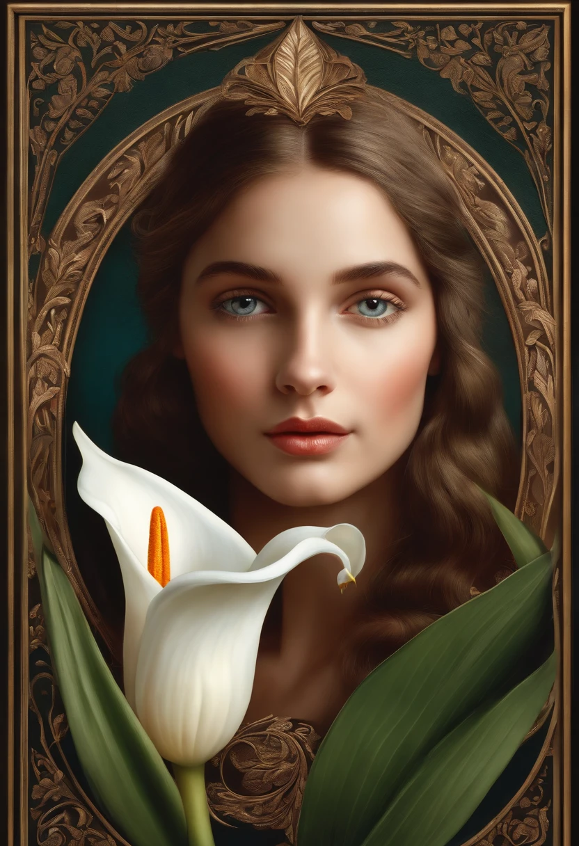 Company icon of a girl holding a Arum-lily