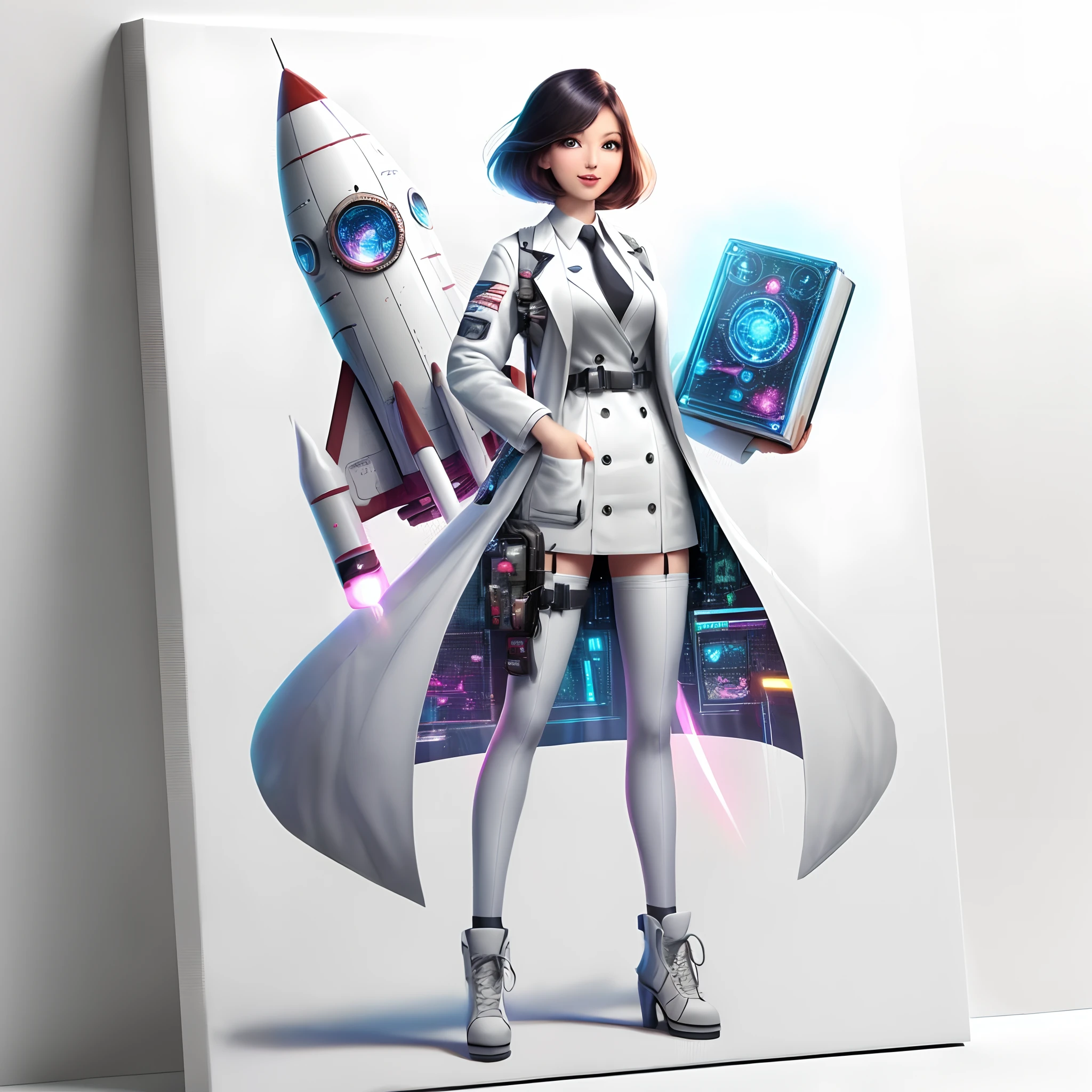 (Best Quality,4K,8K,hight resolution,masutepiece:1.2),Ultra-detailed,(Cartoonish,It has an anime style,Animated Realistic:1.37),Detailed eye drawing, Piercing gaze, Beautiful woman, 26 years old, Smile like a manga