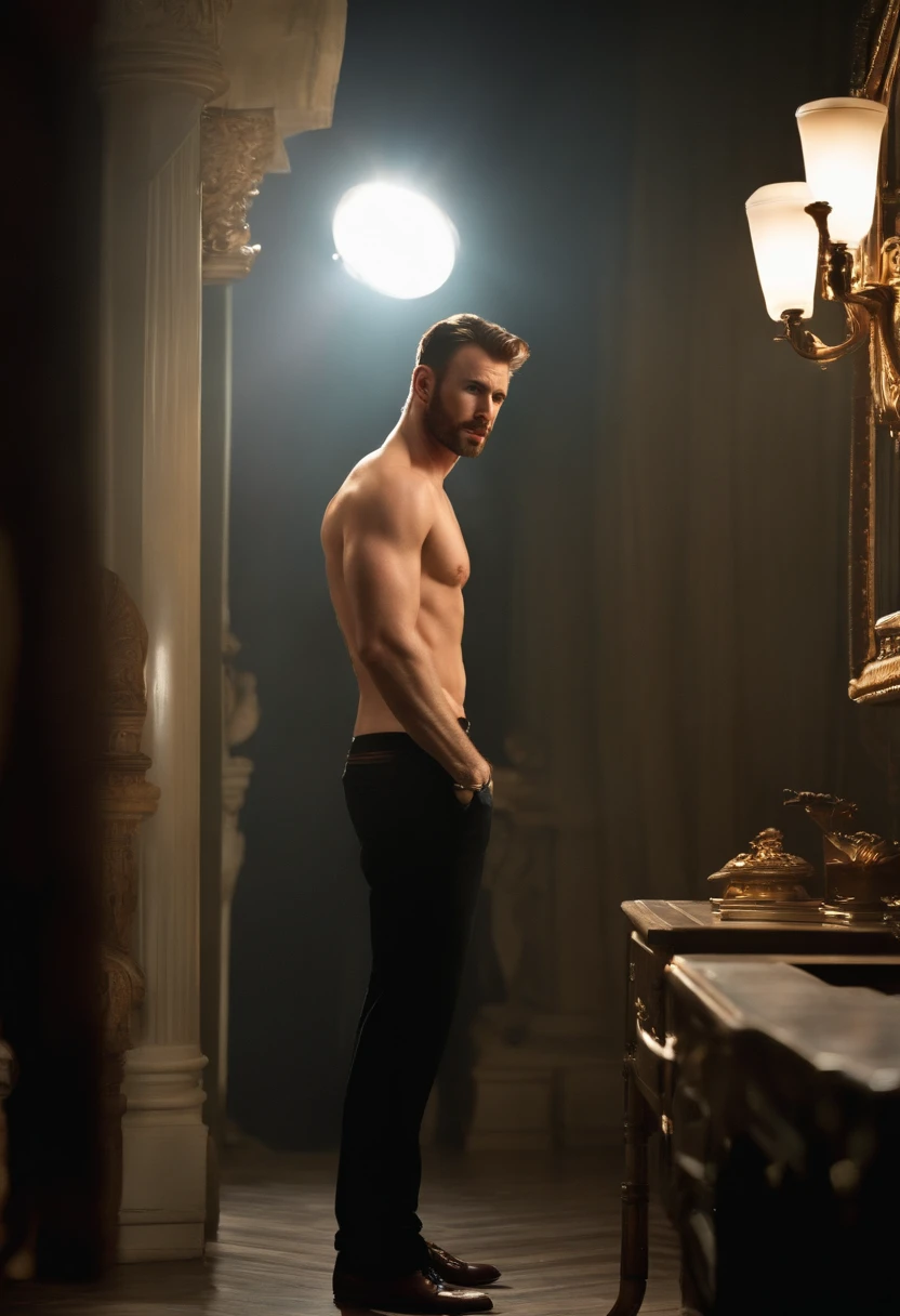 naked chris evans with a big