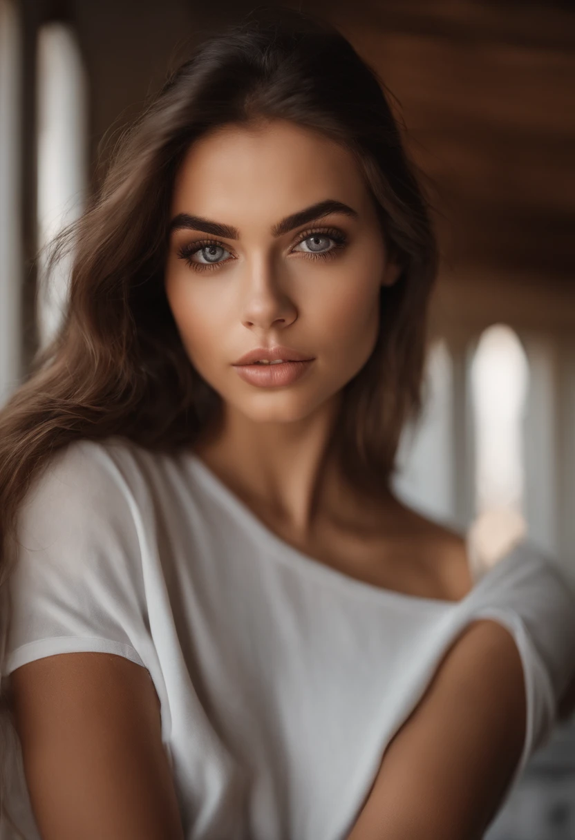 arafed woman fully , sexy girl with brown eyes, ultra realistic, meticulously detailed, portrait sophie mudd, brown hair and large eyes, selfie of a young woman, bedroom eyes, violet myers, without makeup, natural makeup, looking directly at the camera, face with artgram, subtle makeup, stunning full body getting fucked in doggy style, in bedroom medium to large size bust