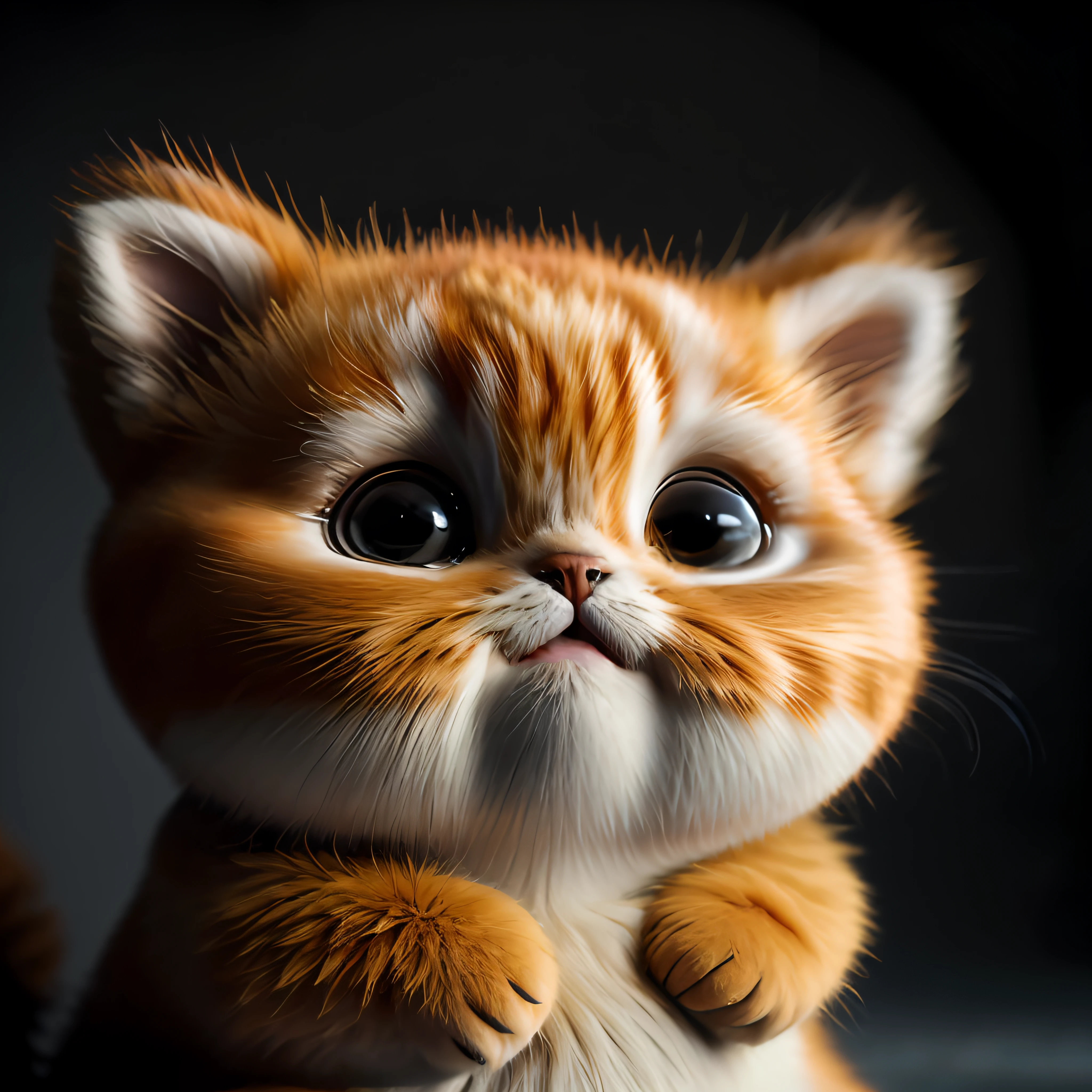 cat, orange, fat, garfield, no_humans, depth of field, disney style, DARK_Glam, wearing DRK_Glam, deep shadow, (dark: 1.4), (8k, RAW photo, best quality, masterpiece: 1.2), big expression happy with mouth
