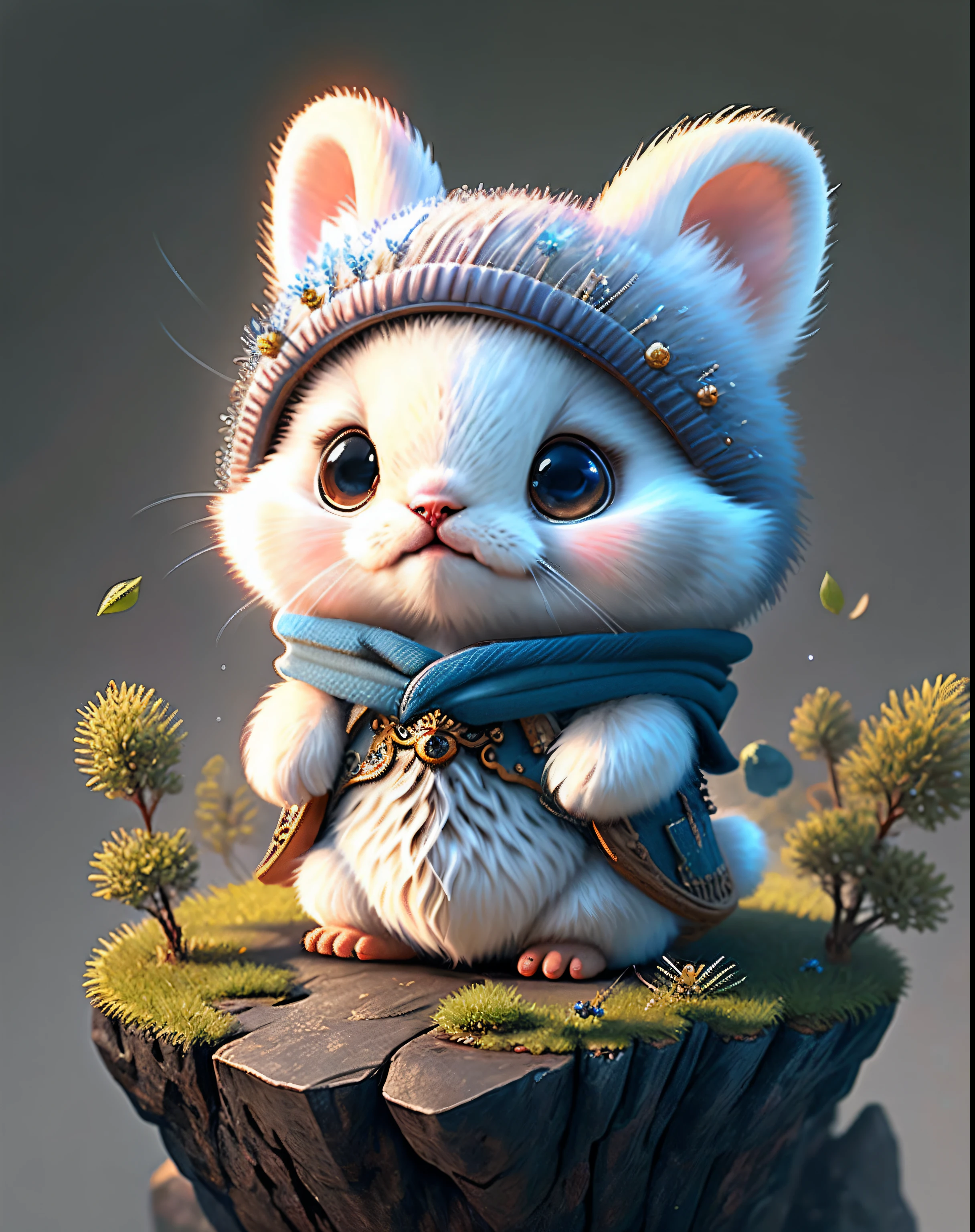 Top image quality、"Create cute creature masterpieces with inspired ultra-detailed concept art. Let your imagination come alive", (ermine), high detailing, in 8K、Top image quality、jump up、uses magic、Thunder magic in the background