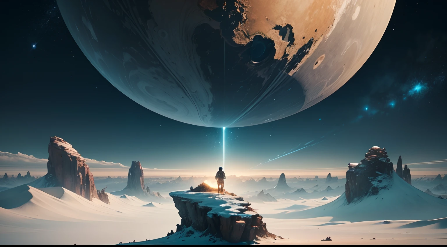 Create an epic, immersive 8k resolution illustration depicting a spaceship approaching the planet at the Outer Rim, envolto em um clima sombrio e misterioso. O foco principal da imagem deve ser planeta cyberpunk. The setting should depict an inhospitable planet with a futuristic twist and cyberpunk elements. Crie um ambiente visualmente intrigante, com sombras profundas e respingos de luzes brilhantes para intensificar o clima de suspense. As cores devem ser ricas e contrastantes, Catching the viewer's attention. This image should capture the essence of space exploration on an unknown planet, conveying the sense of mystery, Adventure and discovery that permeates the story. Garanta que cada detalhe contribua para a atmosfera cativante e intrigante da cena.