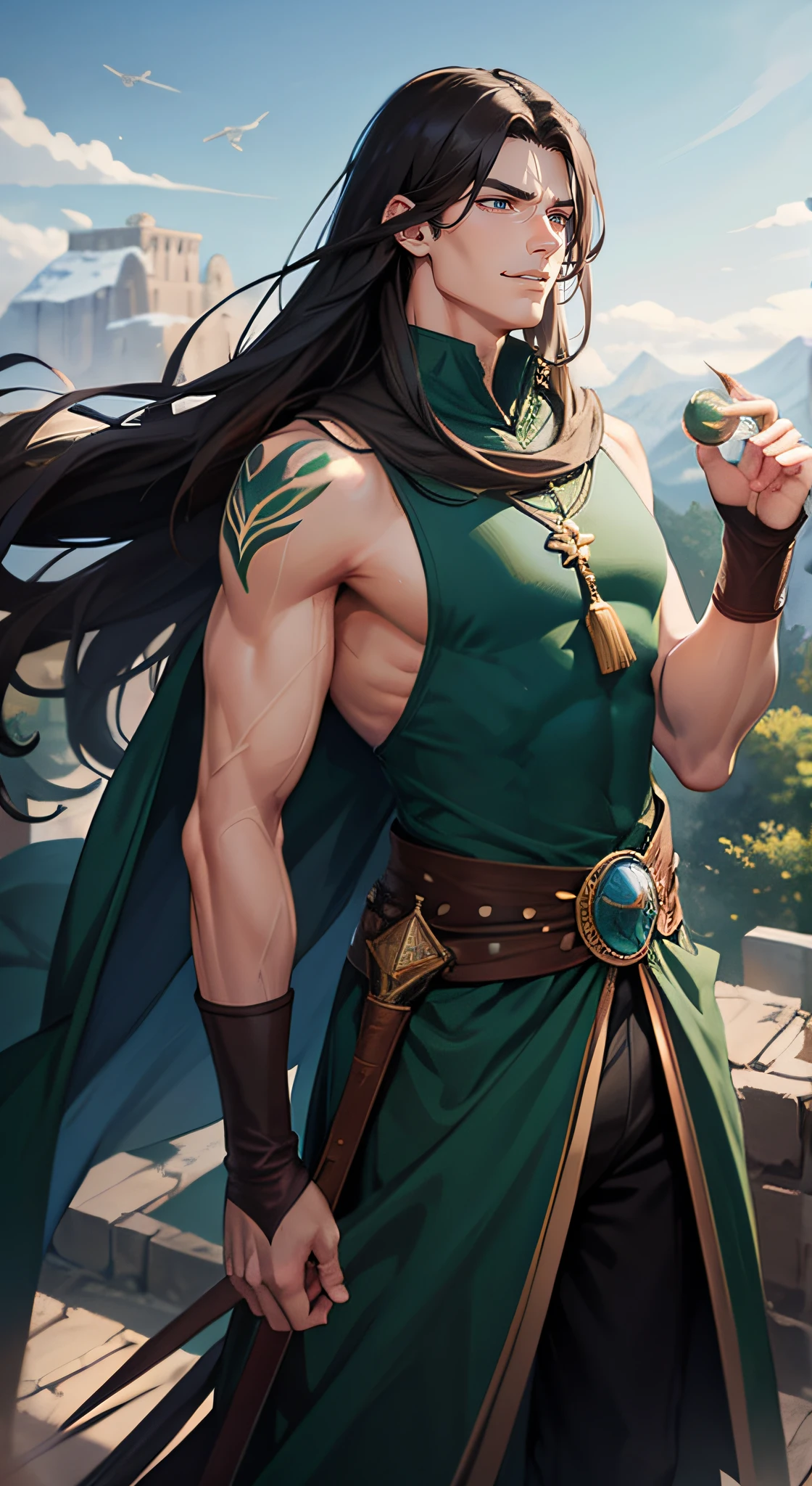 detailed male face, handsome, agressive, masculine, sharp tooths