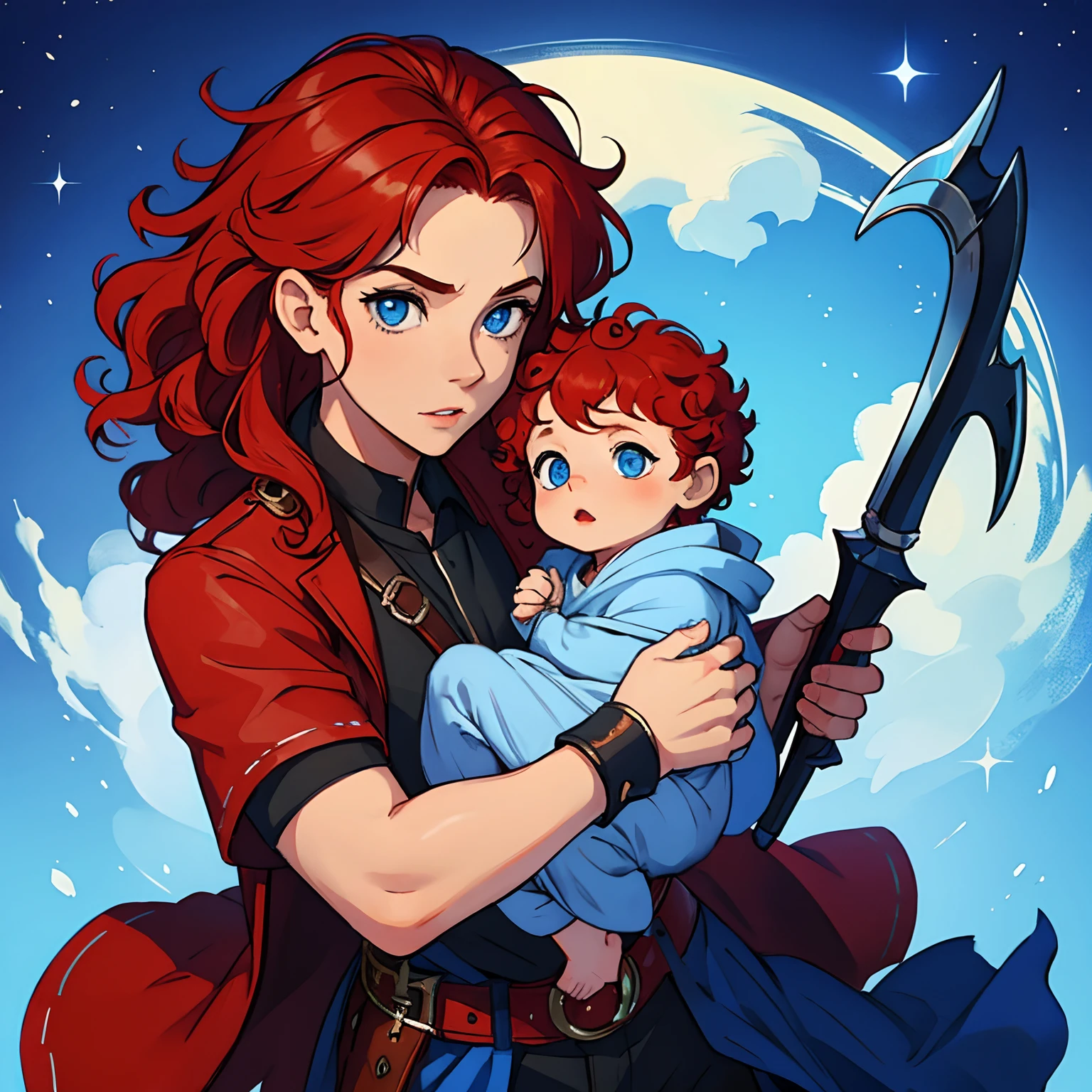 New. Blue Eyes. Red Curly Hair. Baby in lt