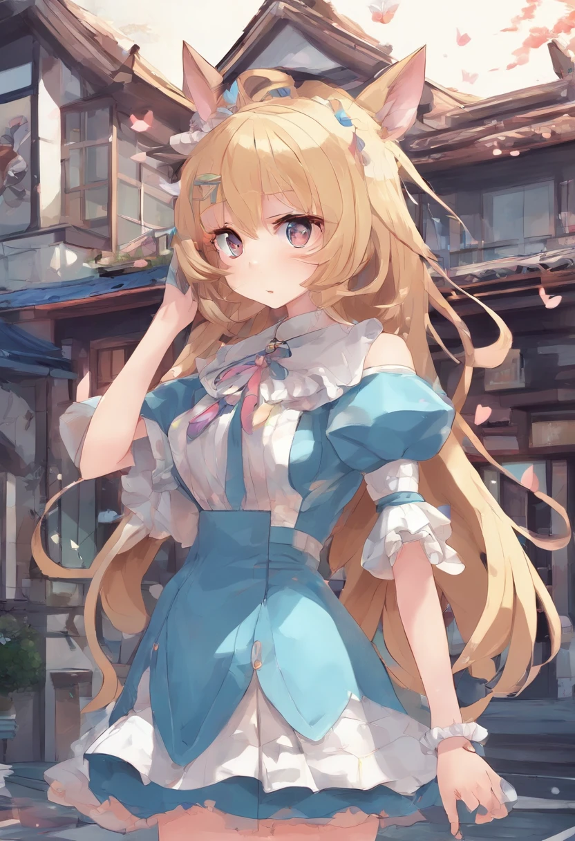From the point of view of ants、Anime cat-eared girl with long blonde hair and blue dress stands in front of house, in dress, small curvy lolite anime waifu in a nice dress, splash art anime loli, Cunime girl, pretty anime girl, blonde anime girl with long hair, Beautiful anime girl, young anime girl, clean detailed anime art, portrait of cute anime girlbabes、
Meow Meow