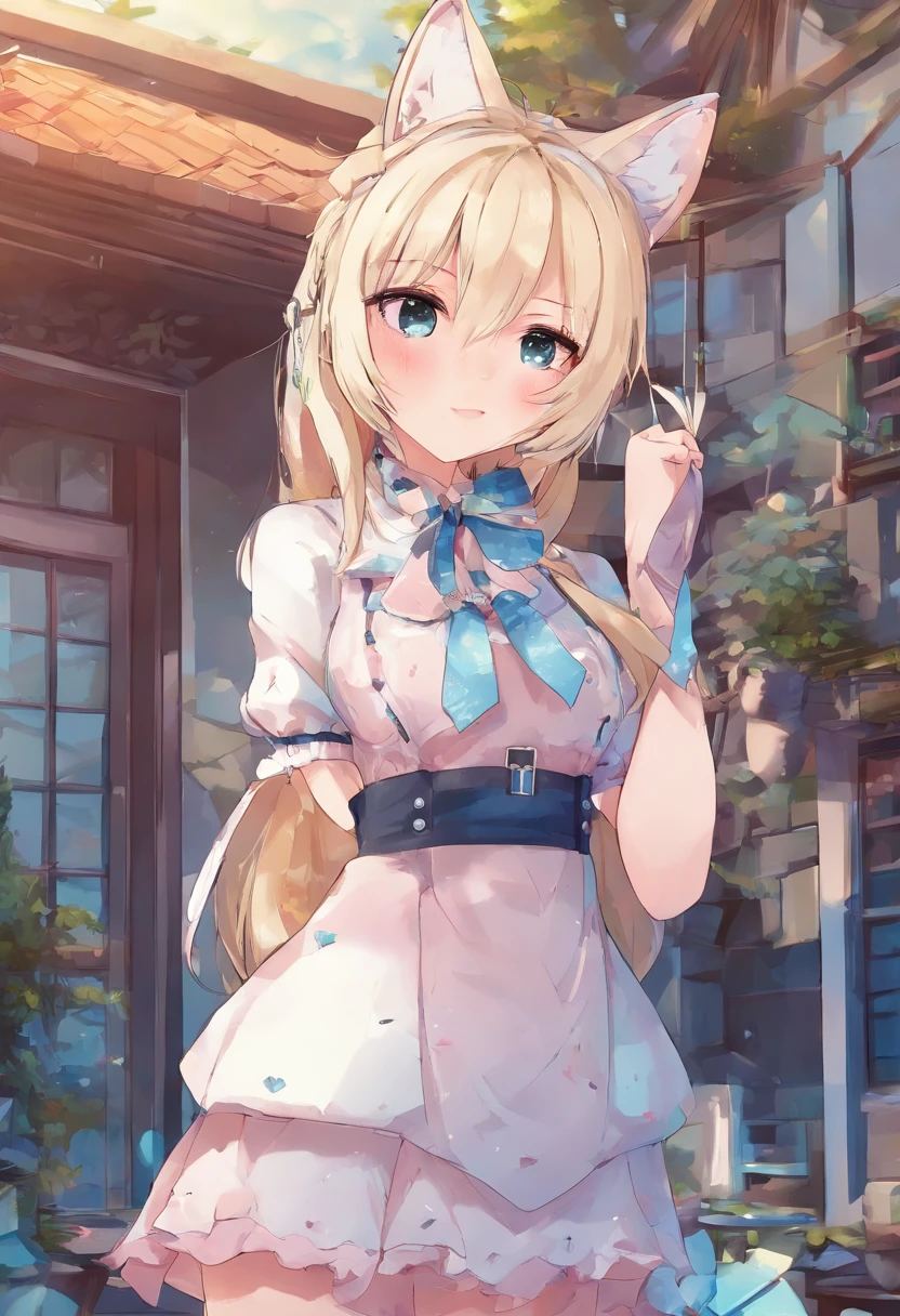 From the point of view of ants、Anime cat-eared girl with long blonde hair and blue dress stands in front of house, loli in dress, ??????????? loli, Cute anime waifu in a nice dress, splash art anime loli, Cute anime girl, pretty anime girl, blonde anime girl with long hair, Beautiful anime girl, young anime girl, clean detailed anime art, portrait of cute anime girlbabes、
Meow Meow
