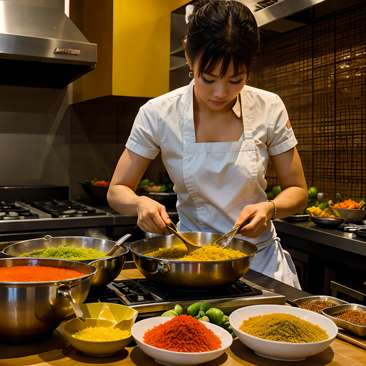 Insert image of a traditional Thai cooking class setup with a chef, fresh ingredients, and colorful spices.