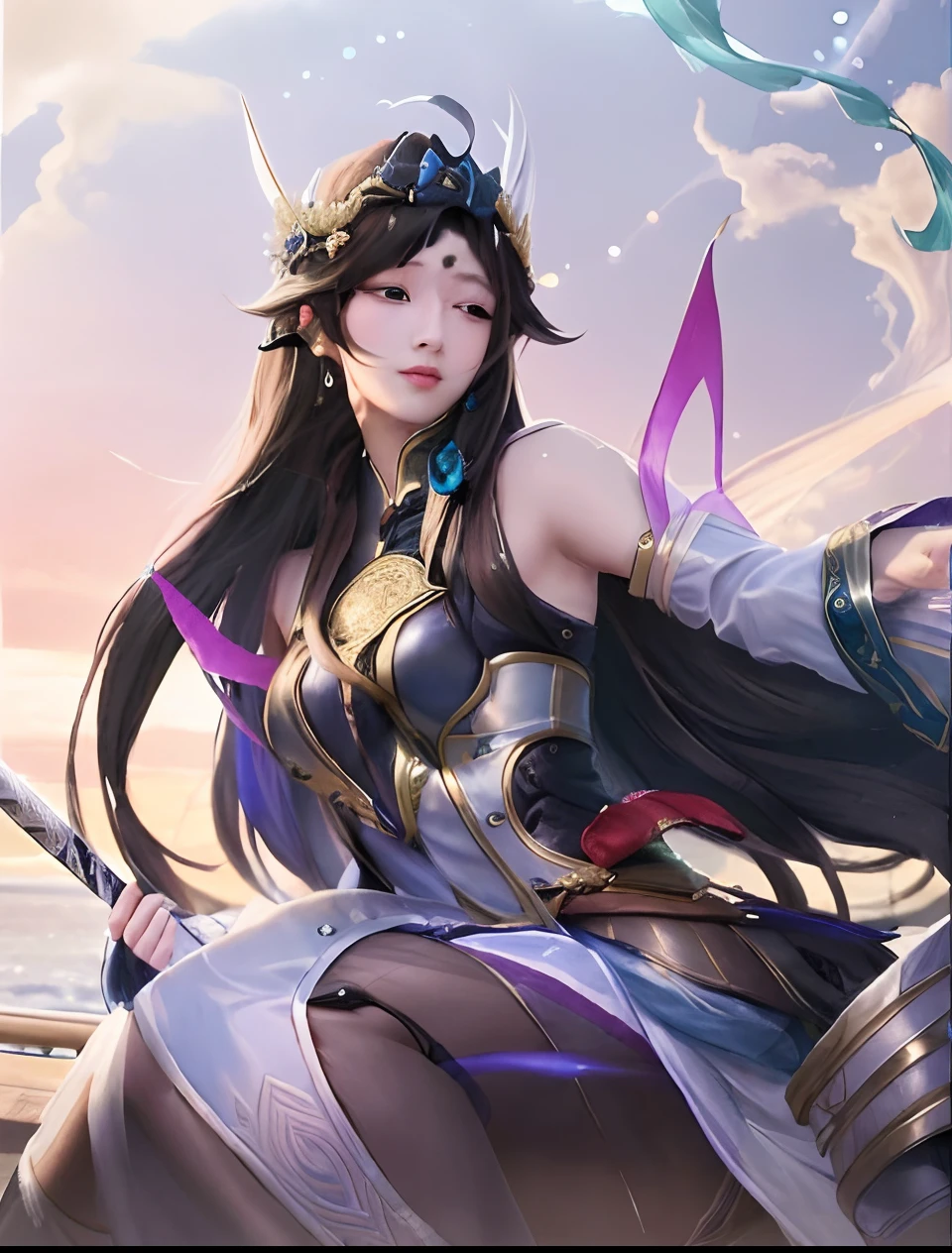 a close up of a woman with a sword and a sword, keqing from genshin impact, extremely detailed artgerm, queen of the sea mu yanling, by Yang J, irelia, trending artgerm, xianxia hero, heise jinyao, zhongli from genshin impact, style artgerm, yun ling, bian lian