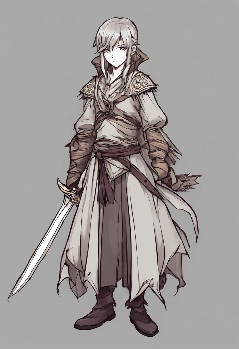1girl,Personaje de anime con capa gris y un atuendo negro, fondo amarillo, Fanart de alta calidad, wry smirk, como un cazador de monstruos rudo, fanart detallado, pelo corto, pelo negro, touching his head, head pats, aventura, Ciudad medieval, sonrojada, de frente