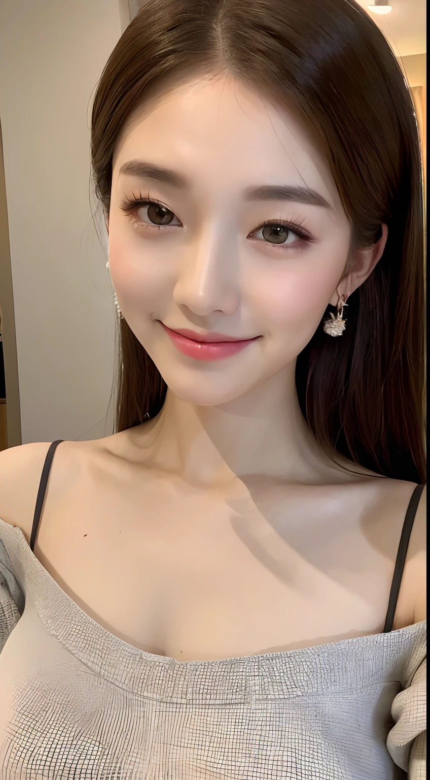 ((Best Quality, 8K, Masterpiece: 1.3)), 1girl, Slim Abs Beauty: 1.3, (Hairstyle Casual, Big Breasts: 1.2), Dress: 1.1, Super Fine Face, Delicate Eyes, Double Eyelids, Smile, Home