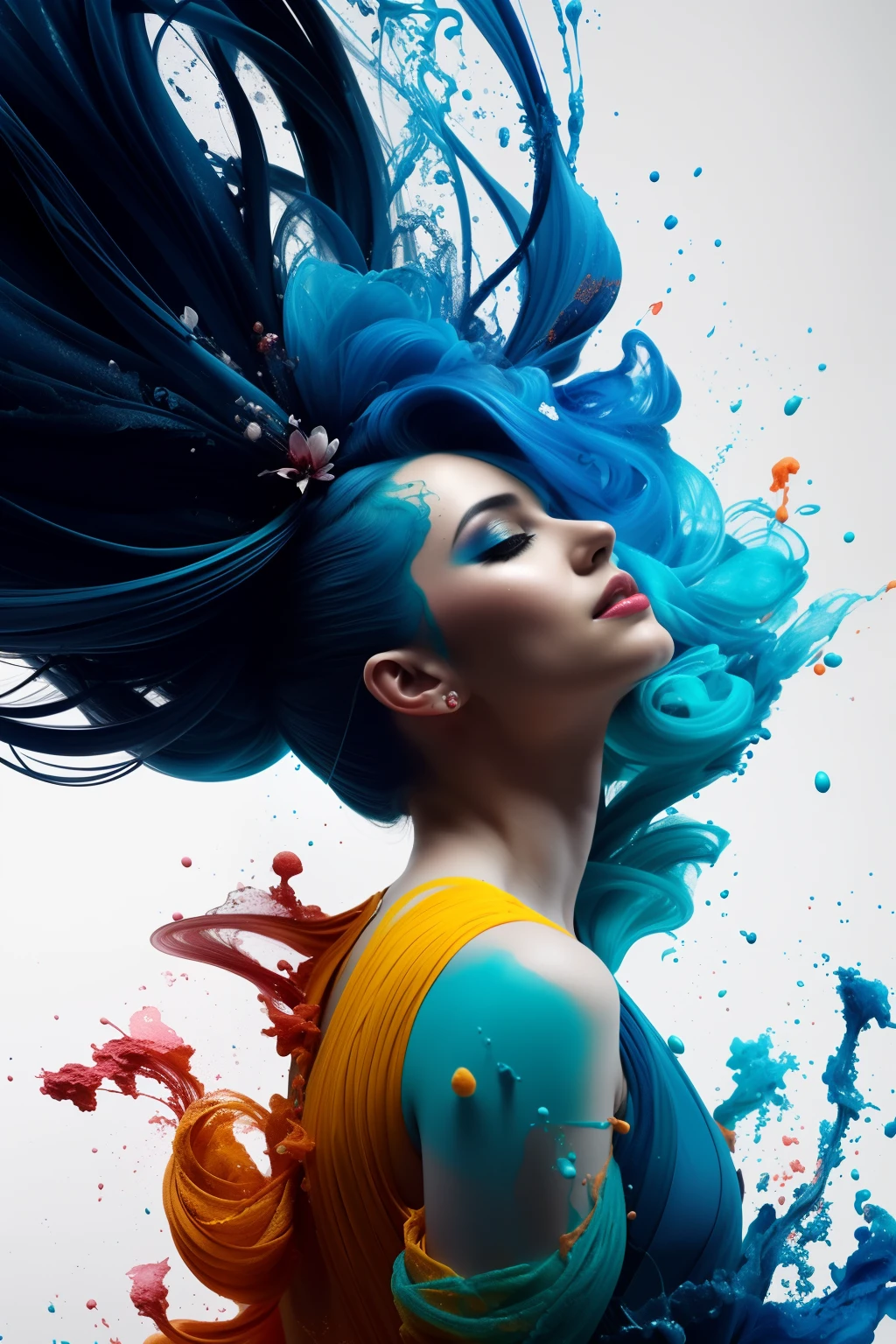 Alberto seveso art, dancing sillhouette, water ink, ink water, ink cloud, alberto seveso art, loose painting style, intricate detail, cinematic lighting, octane render, 8k render, volumetric lighting