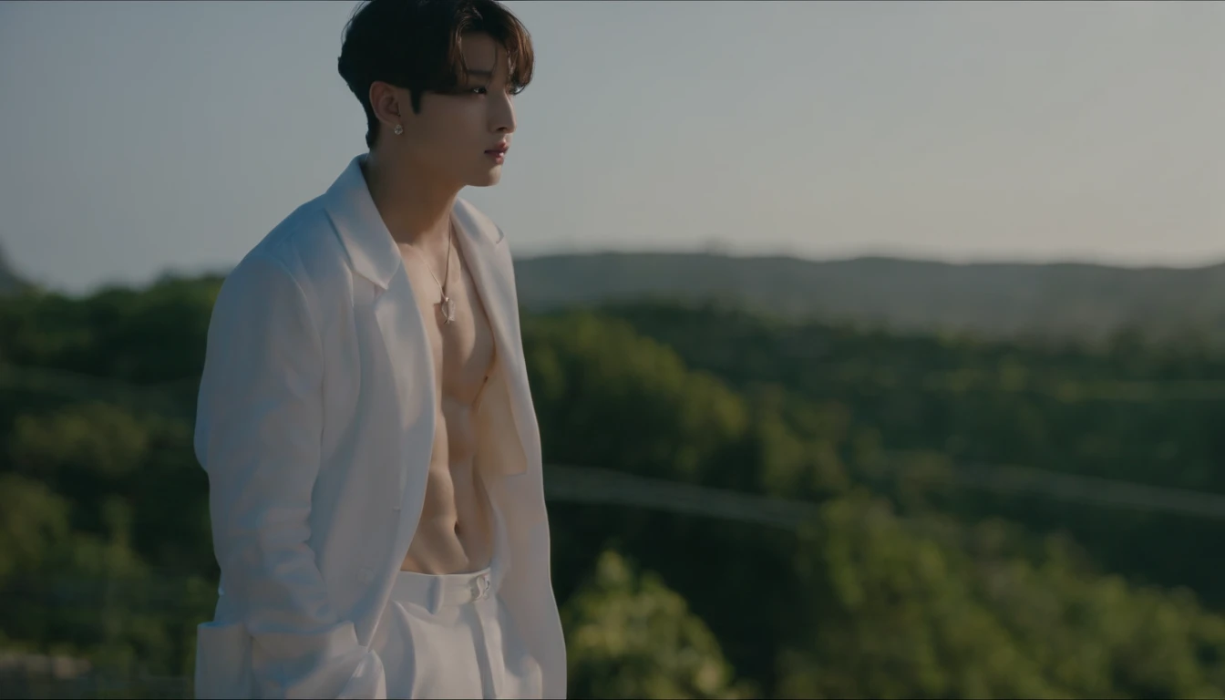 Jungkook shirtless and pants showing his penis