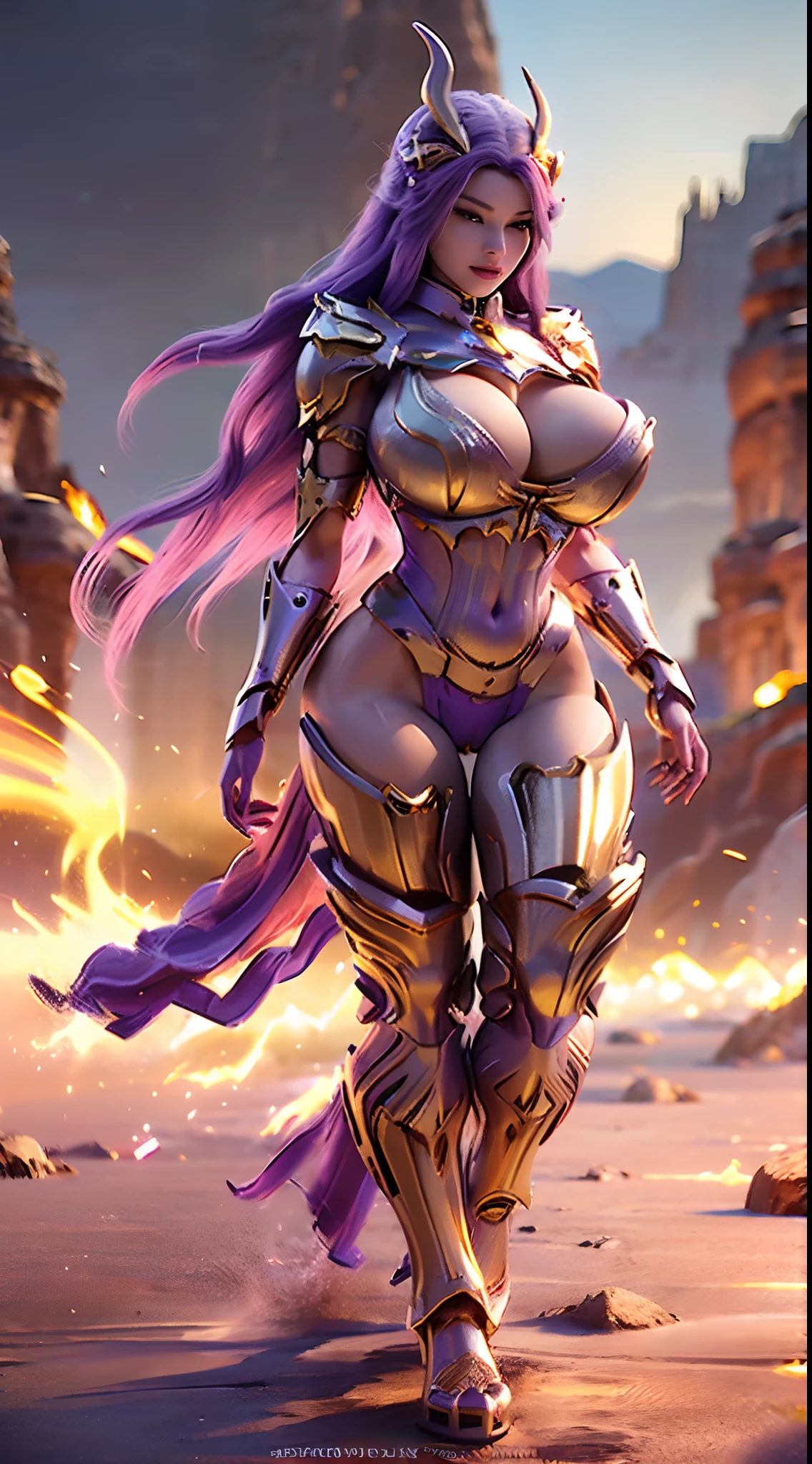 (DRAGON QUEEN HELM), (HUGE FAKE BOOBS), (BEAUTIFUL FACE), (PURPLE, GOLD, WHITE), (DESERT MOUNTAIN), RAINBOW COLOR FUTURISTIC PHOENIX MECHA BODYSUIT, (CLEAVAGE), (SKINTIGHT YOGA PANTS), (HIGH HEELS), (PERFECT BODY:1.2), (FULL BODY VIEW), (LOOKING AT VIEWER), (WALKING DOWN:1.2), SEXY MUSCULAR BODY, (MUSCLE ABS), UHD, 8K, 1080P.