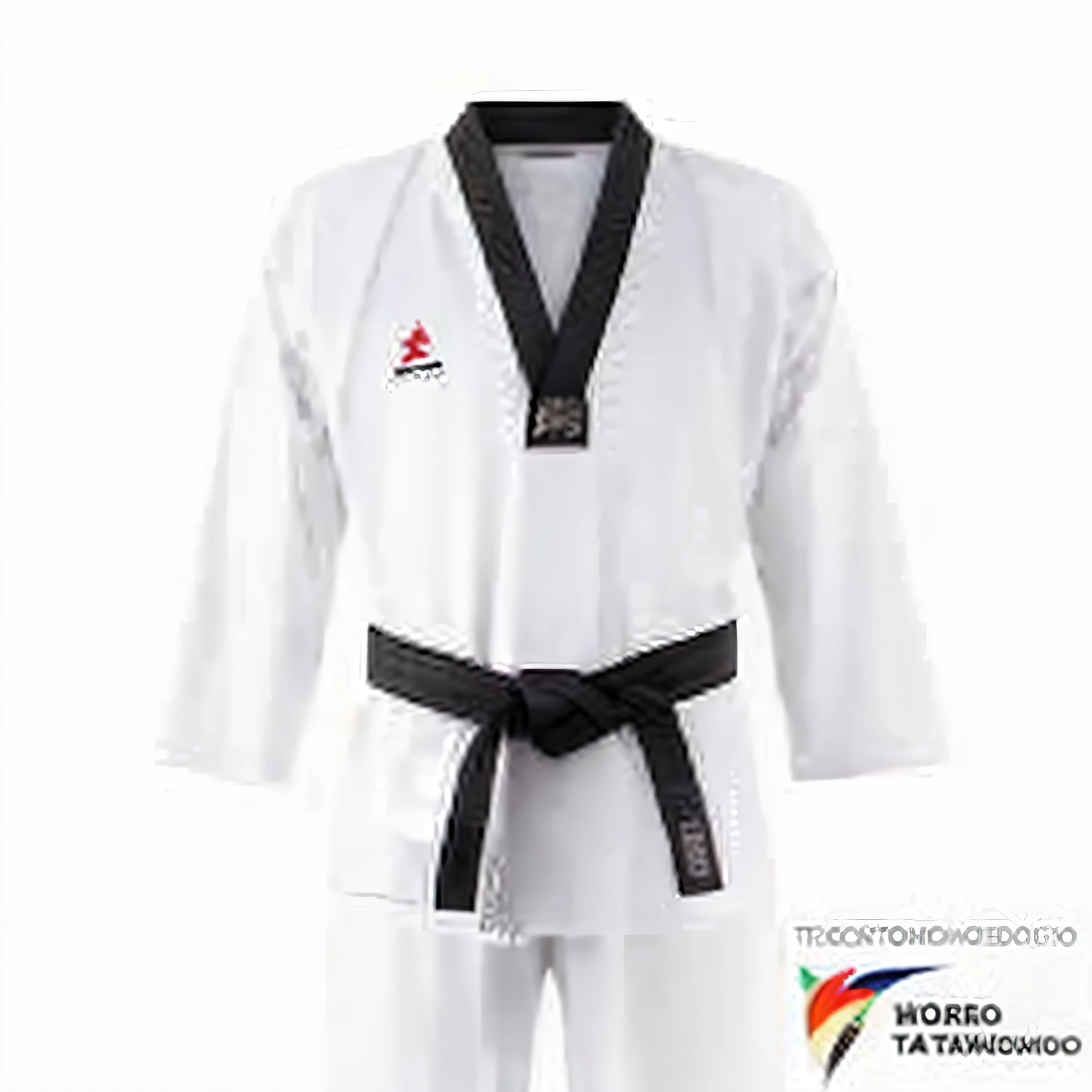 use a foto com todos os detalhes  e crie um desenho rico em detalhes, kimono de taekwondo