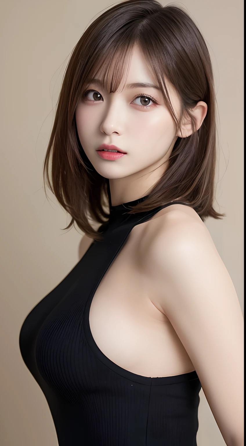 masutepiece, Best Quality, Illustration, Ultra-detailed, finely detail, hight resolution, 8K Wallpaper, Perfect dynamic composition, Beautiful detailed eyes, Black tight dress, Medium Hair,blond hair color ,Small breasts, Natural Color Lip, Random and sexy poses,Random situations,Slender body,Slender face,Wink sexily