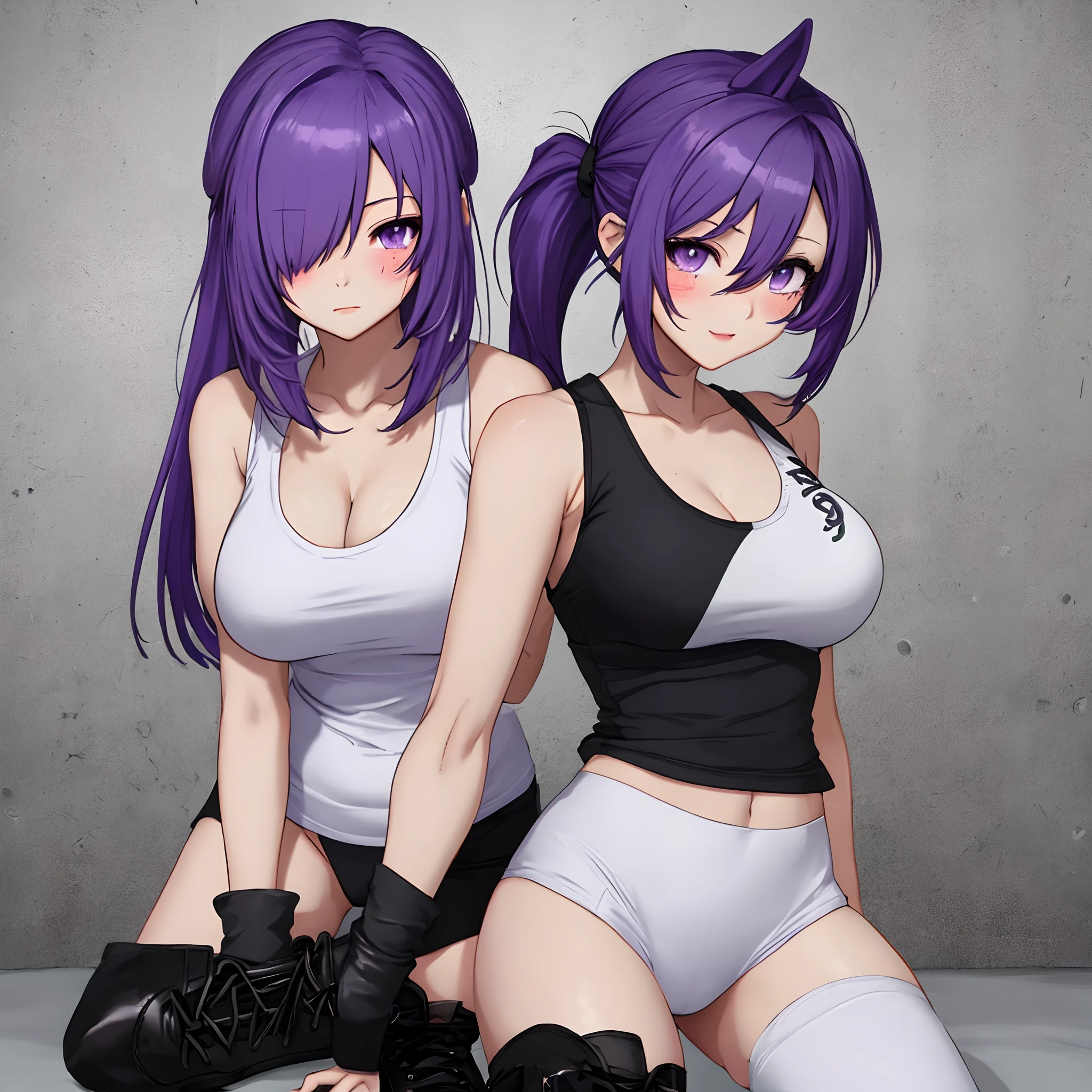 1girl, raiden shogun, genshin impact //// masterpiece, best quality, very aesthetic, absurdres, newest, ///// by nyantcha, cutesexyrobutts,by khyle, omone hokoma agm ///// perfect anatomy, perfect body,  ///// purple eyes, purple hair, sportive outfit,t-shirt, shorts,  rating:nsfw, big tits, , full body, arched back, hair ornament, on knees, meadow, moutnains, back view, ass

