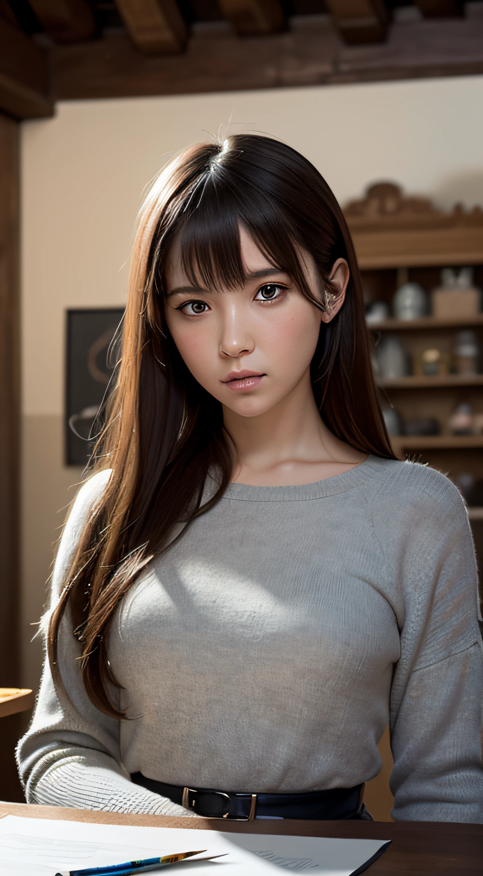 IU1, Serious look, Modelshoot style, (the Extremely Detailed CG Unity 8K Wallpapers), full-shot body photo of the most beautiful artwork in the world, Medieval armor, professional majestic oil painting by Ed Blinkey, Atey Ghailan, Studio Ghibli, By Jeremy Mann, Greg Manchess, Antonio Moro, Trending on ArtStation, Trending on CGSociety, Convoluted, high detailing, Sharp Focus, Dramatic, photorealistic painting art by midjourney and greg rutkowski, Beautify your face,
