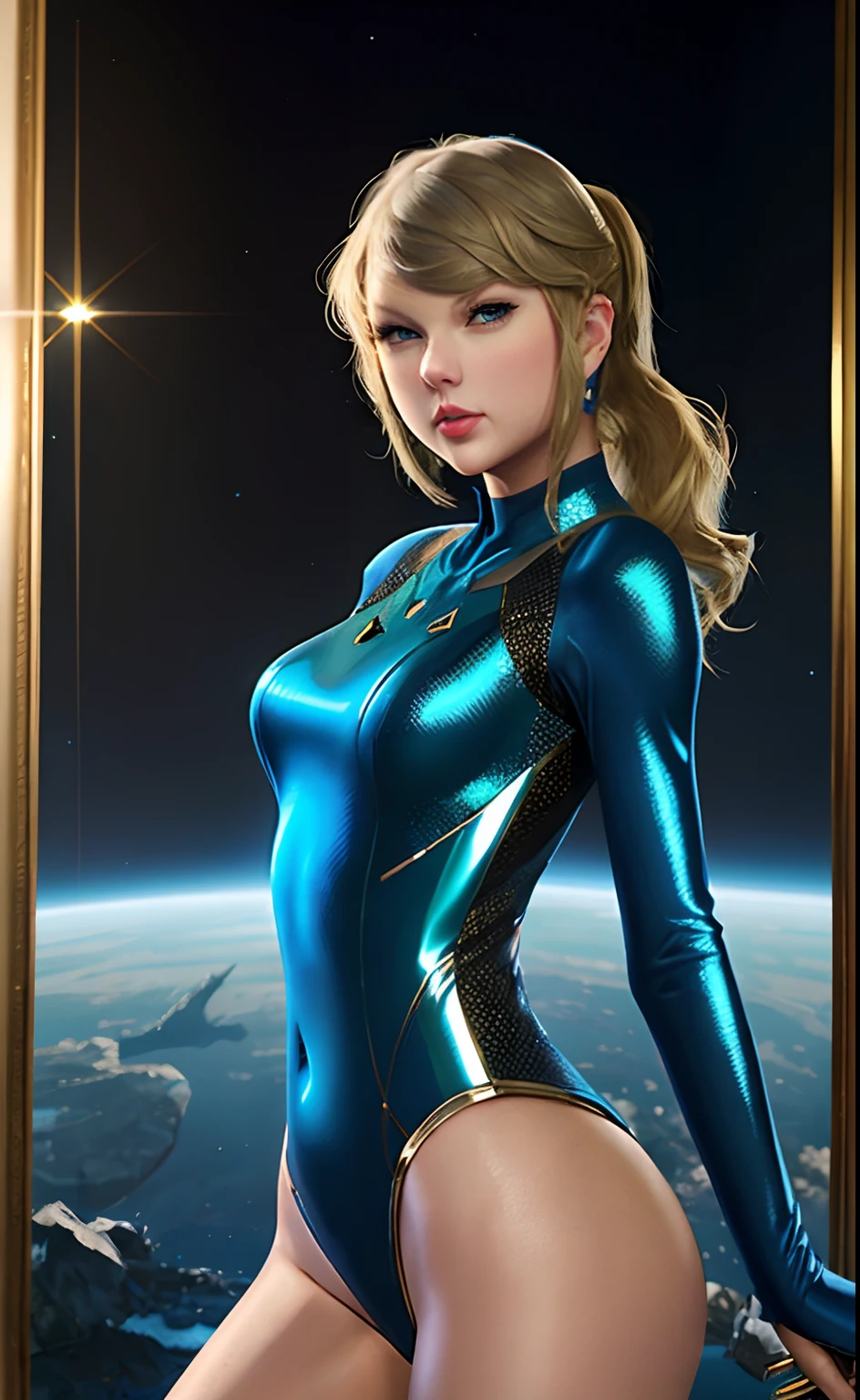 (Taylor Swift:1.4) is a very sexy Zero Suit Samus, unparalleled masterpiece, ultra realistic 8k CG, perfect artwork, ((perfect female figure)), mature female, milf, narrow waist, looking at viewer, seductive posture, sexy pose, alluring, clean, beautiful face, pure face, pale skin, divine goddess, ((shiny skin)), (((skindentation))), delicate pattern, intricate detail, (rich:1.4), prestige, gorgeous, luxury, royal palace, jewelry, gem, gold, silver, diamond, glint, sapphire, ruby, emerald, pearl, amber, obsidian samus, mole, (((portrait))), (((zero suit))), ponytail, (blue eyes), (art by shabbyblue:1.4)