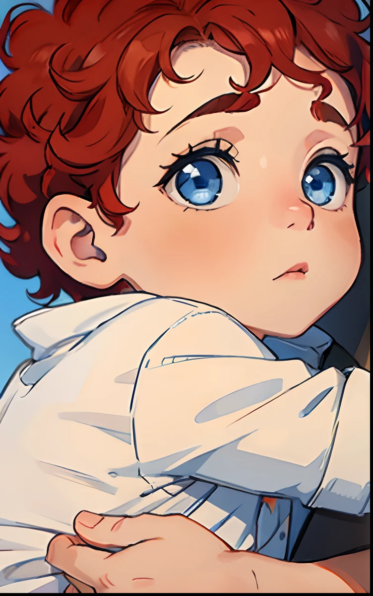 Newborn Boy. Blue Eyes. Red Curly Hair