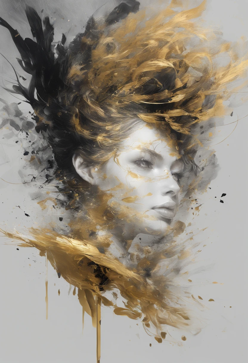 Perfect centralization, Fantastic black-gold beam, delight, Standing position, Abstract beauty, centre, Looking at the camera, Facing the camera, nearing perfection, Dynamic, highly detailed, Liso, foco nítido, 8K, A high resolution, illustration, Art by Carne Griffiths and Wadim Kashin, Goldfish characters
