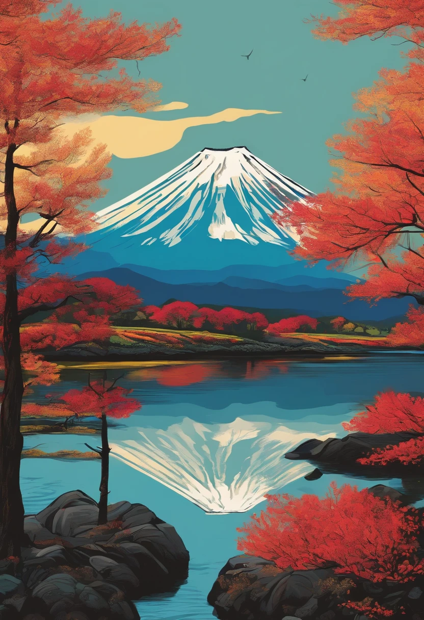 Mt fuji　In the style of Van Gogh