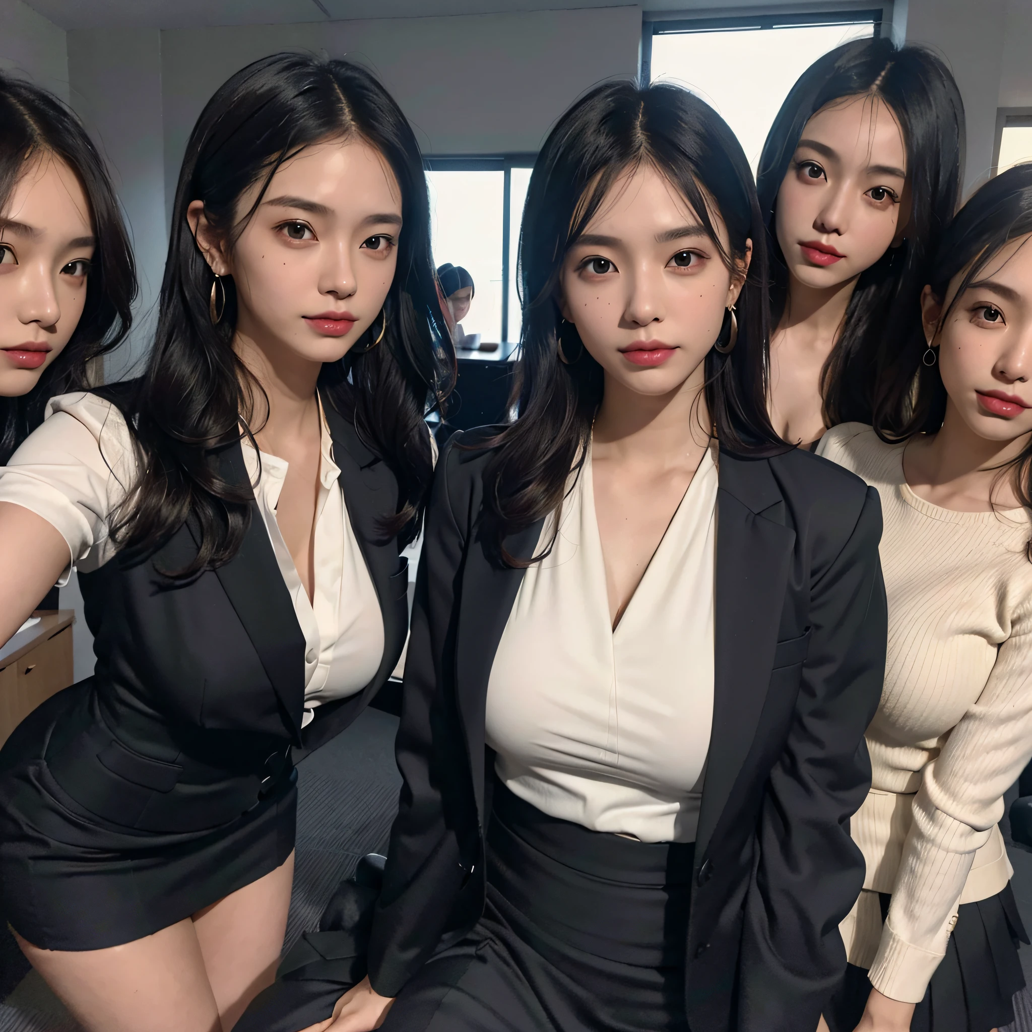 Beauty、BeautyOL、Detailed face、Realistic、beautiful girl、Beauty、Office Lady Uniform、beauty、Beautiful woman、Narrow waist、Handsome woman、Tight skirt look、suit、Sexy pose、mini skirt