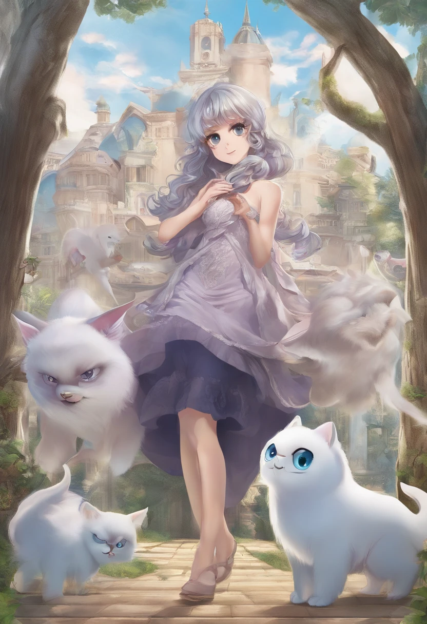 There is a cartoon character holding a group of ghosts, concept art by Kanbun Master, pixiv contest winner, Furry art, Detailed fanart, official fanart, [ Character design ], lovely art style, danbooru and artstation, Cute detailed digital art, 🍁 Cute, wisps, [ conceptual art ]!!, Great character design, cute character, cute artwork