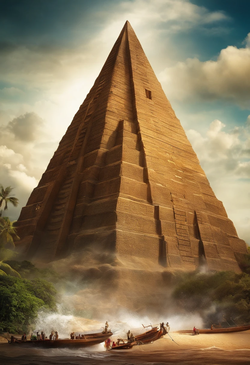 pyramid being destroyed by tsunami force