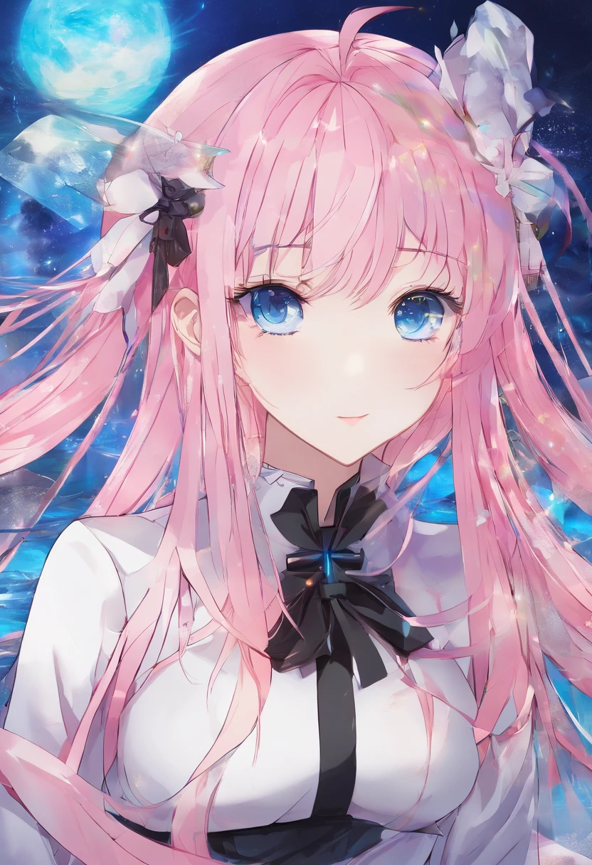 masterpiece, perfect lighting, (beautiful, best quality:1.3), perfect eyes, absurdres, 8k,Milim_Nava, long hair, pink hair, twintail, sidelocks, hair between eyes, ahoge, blue eyes, Top breasts, long sleeves, black thong