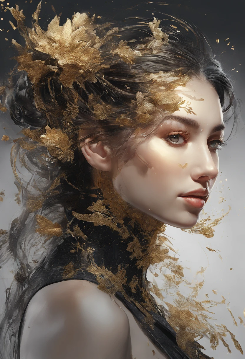 Perfect centralization, Fantastic black-gold beam, delight, Standing position, Abstract beauty, centre, Looking at the camera, Facing the camera, nearing perfection, Dynamic, highly  detailed, Liso, foco nítido, 8K, A high resolution, illustration, Art by Carne Griffiths and Wadim Kashin, Goldfish characters