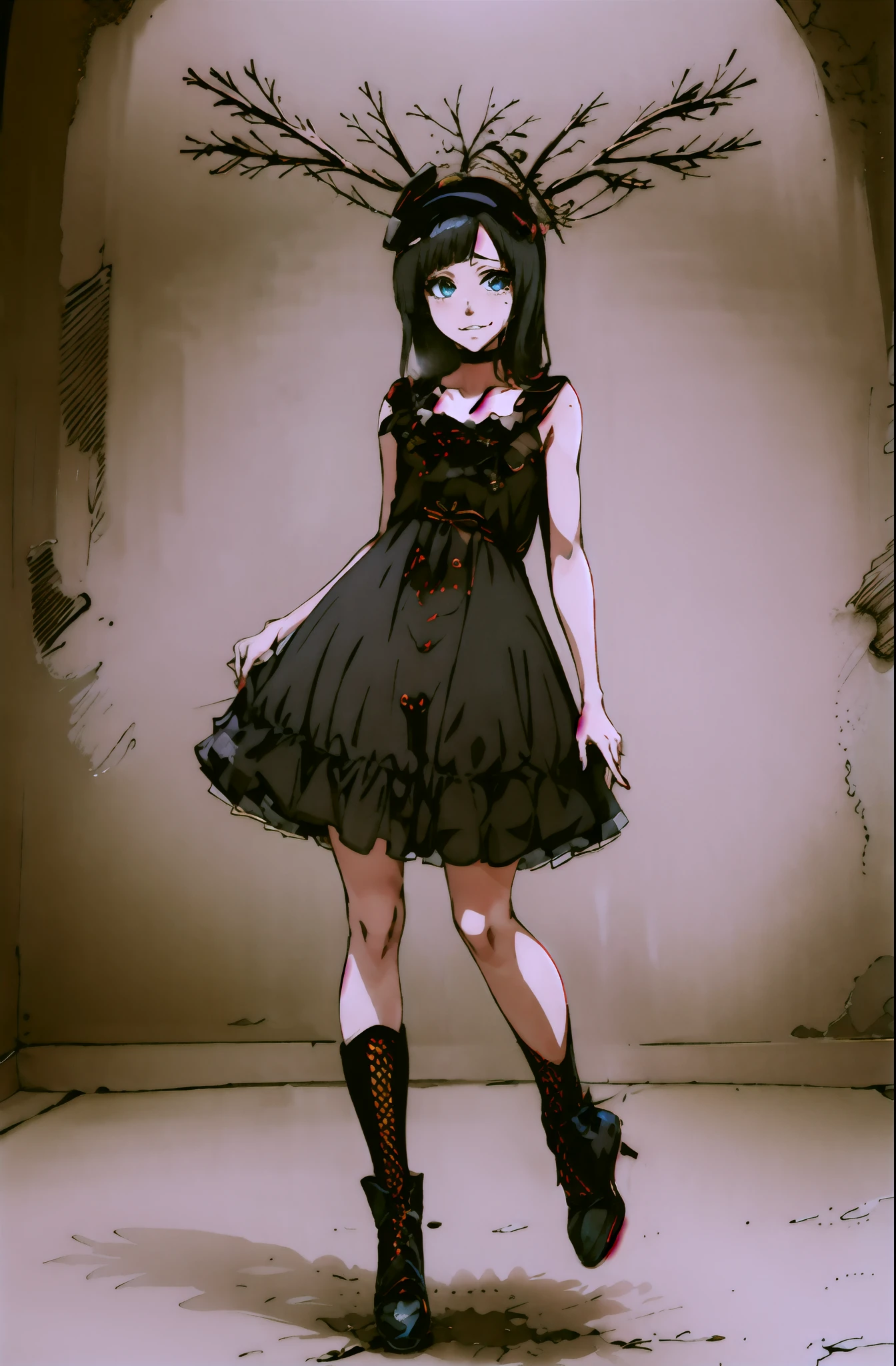 anime face, dark blue eyes