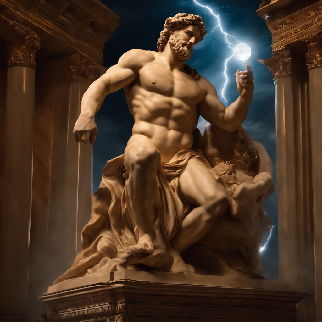 An image of the Roman god Jupiter, God of Jupiter posing, The Roman god Jupiter, cetro, aquila, lightning.