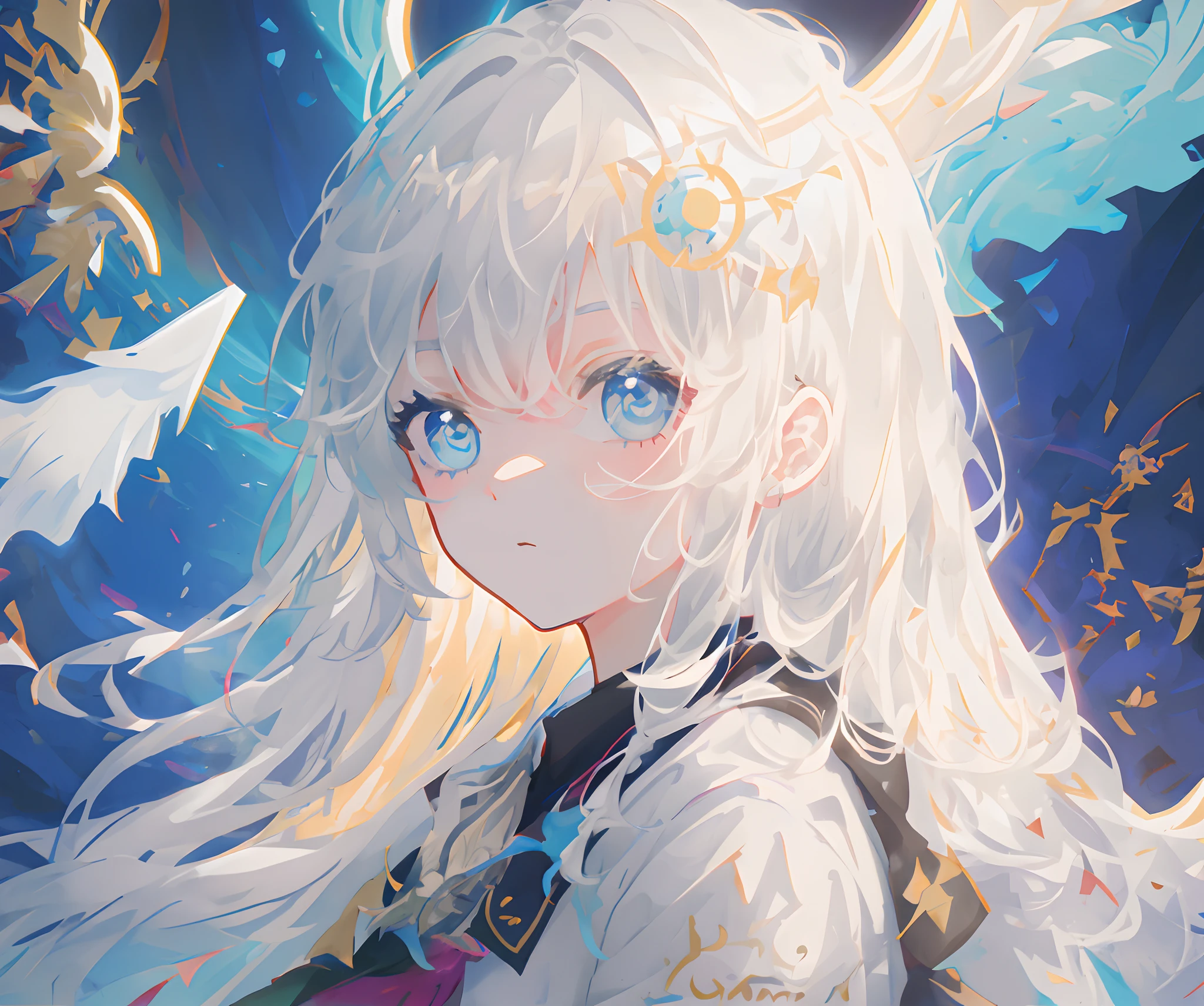Wizarding world minimalist background,Line art,Embellished background,vectorial,....svg,Coloring book page style,Black outline rectangle on white background,adolable,the detail,higher details,long white hair,blue color eyes