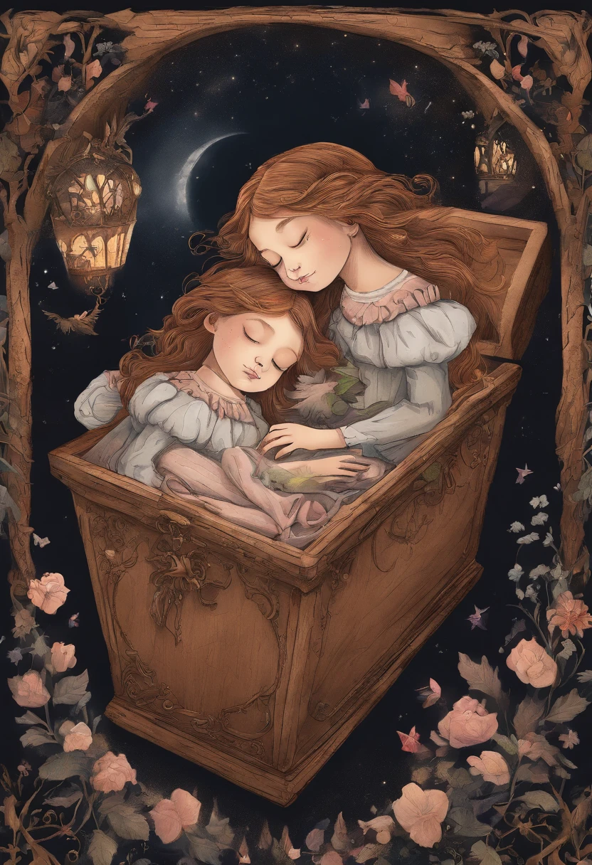 The Treasure of the Imagination
Upon opening the treasure, 3-year-old Laura, a blonde child, found something more valuable than gold coins or shiny jewelry. The treasure was a special box that contained the essence of the imagination. The Golden Fairy explained to Laura that imagination is the key to creating a world full of dreams and adventures. With the box of imagination, Laura was able to return home, but now she knew that she could always return to the Dream Realm whenever she wanted.