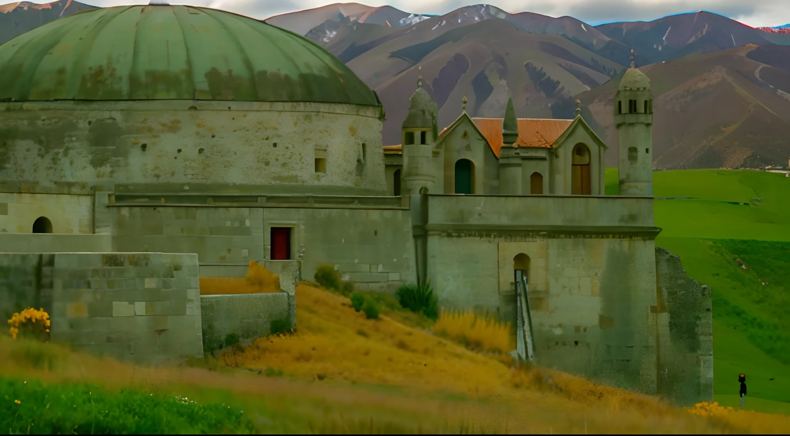 castillo en el prado, Mountains in depth