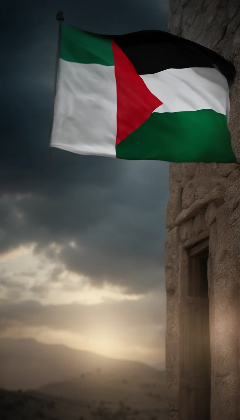 The Palestinian flag approaching the screen